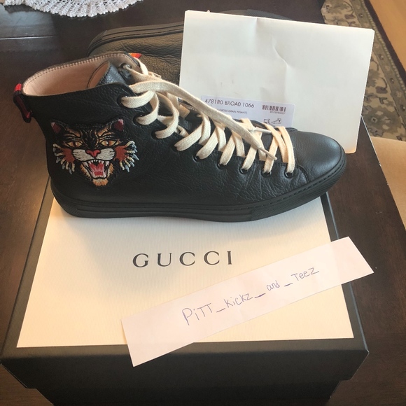 gucci leather high top with tiger